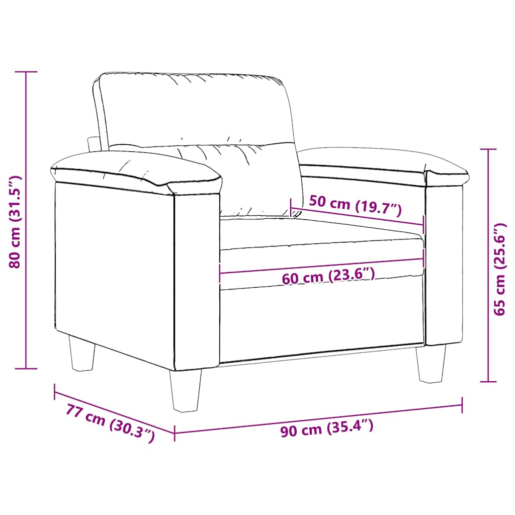 Armchair Light Grey 60 Cm Microfibre Fabric
