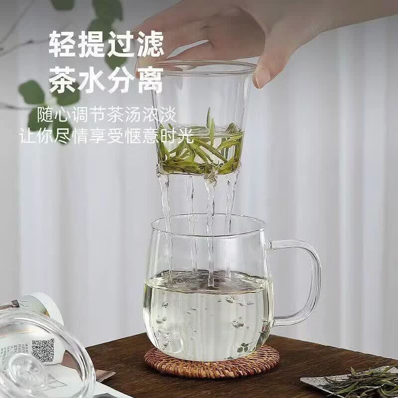 UOEO Heatable Borosilicate Glass Tea Cup with Lid