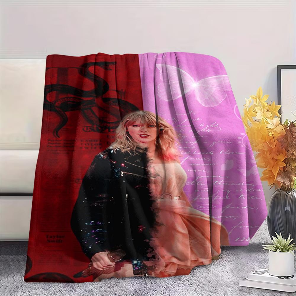 1PC Taylor Print Flannel Blanket, High Quality All Seasons, Home Decor, Warmth and Comfort, Perfect for Christmas Gifts