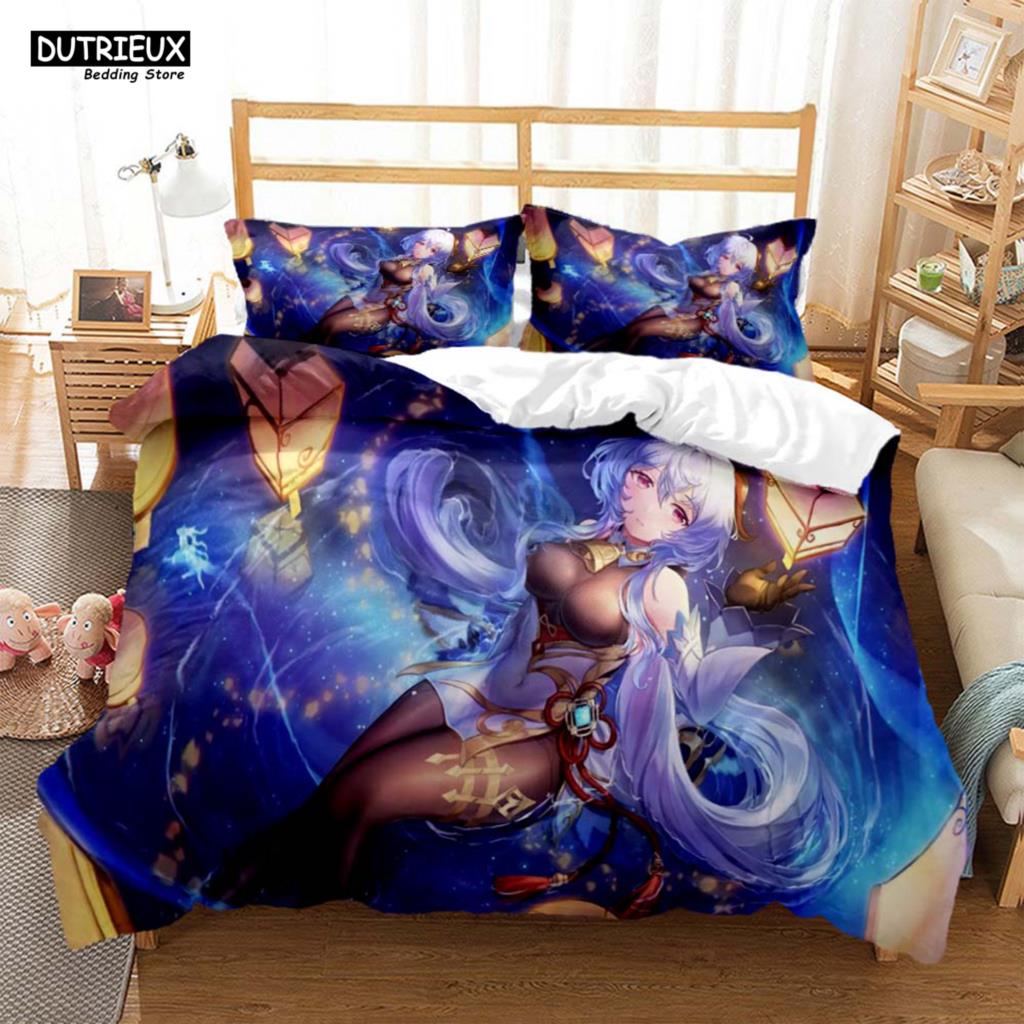 Genshin Impact Animation Cartoon Soft And Comfortable Customizable Comforter Bedding Sets Bedding Set Luxury Quilt Cover