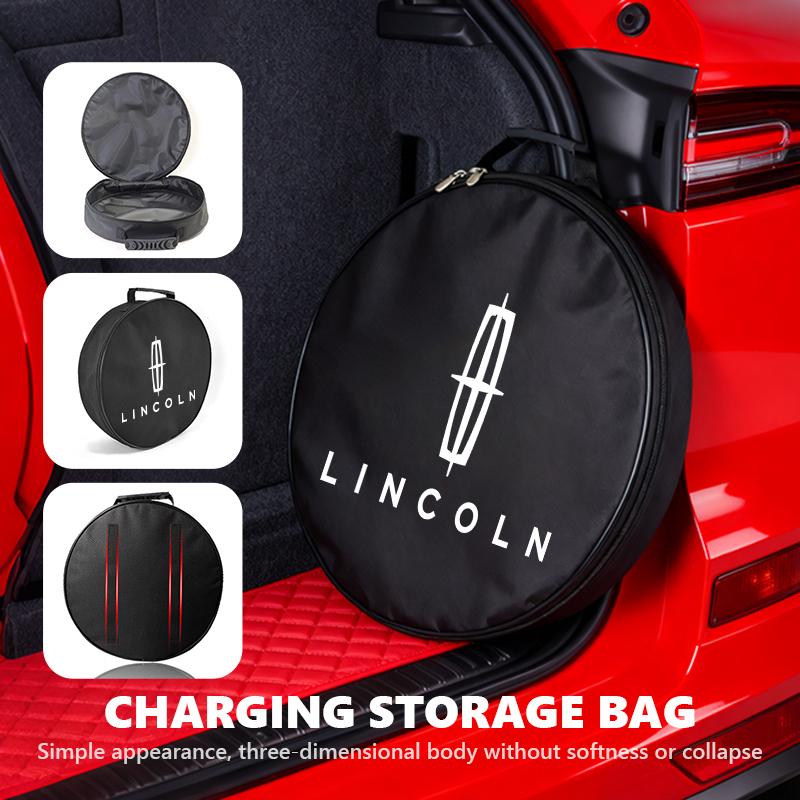 For Lincoln Car Charging Cable Storage Box Carry Bag Trunk Organizer Auto Accessories Navigator Continental Mondeo MKZ MKC jds2