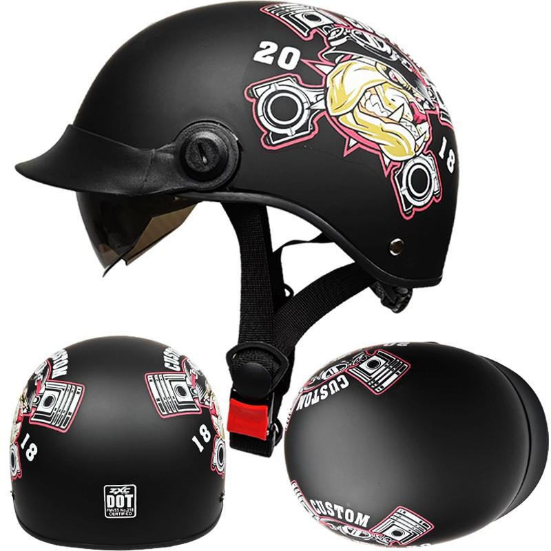 ZXC Retro Semi-helmet Men Women's Electric Bicycle Scoop Helmet Portable With Endoscope