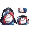 Creative Broken Wall Baseball Three-Piece Set 3D Visual Effect Design Printing School Bag Meal Bag Pencil Bag Combination Set