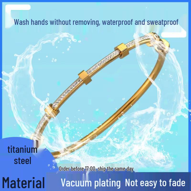 Bracciale da Donna Semplice e alla Moda in Acciaio Inossidabile con Intarsi di Strass - Gioiello con Fibbia in Titanio Anti-Sbiadimento