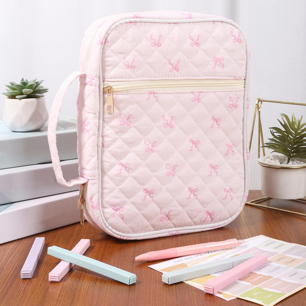 Bible Cover Case for Women Large Bible Cover Bag Study Supplies Journaling Kit Book Carrying Case with Highlighter Christian