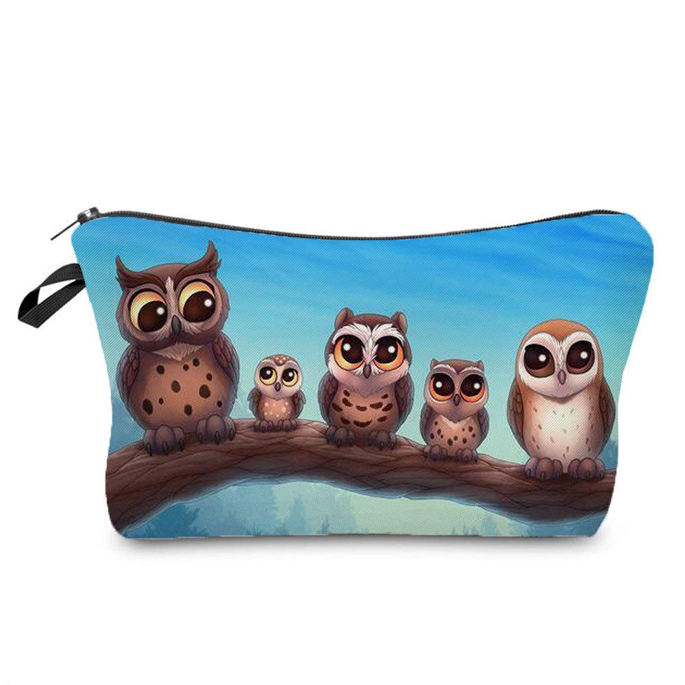Women Owl Print Cosmetic Bag Toiletries Organize Travel Storage Case 6697