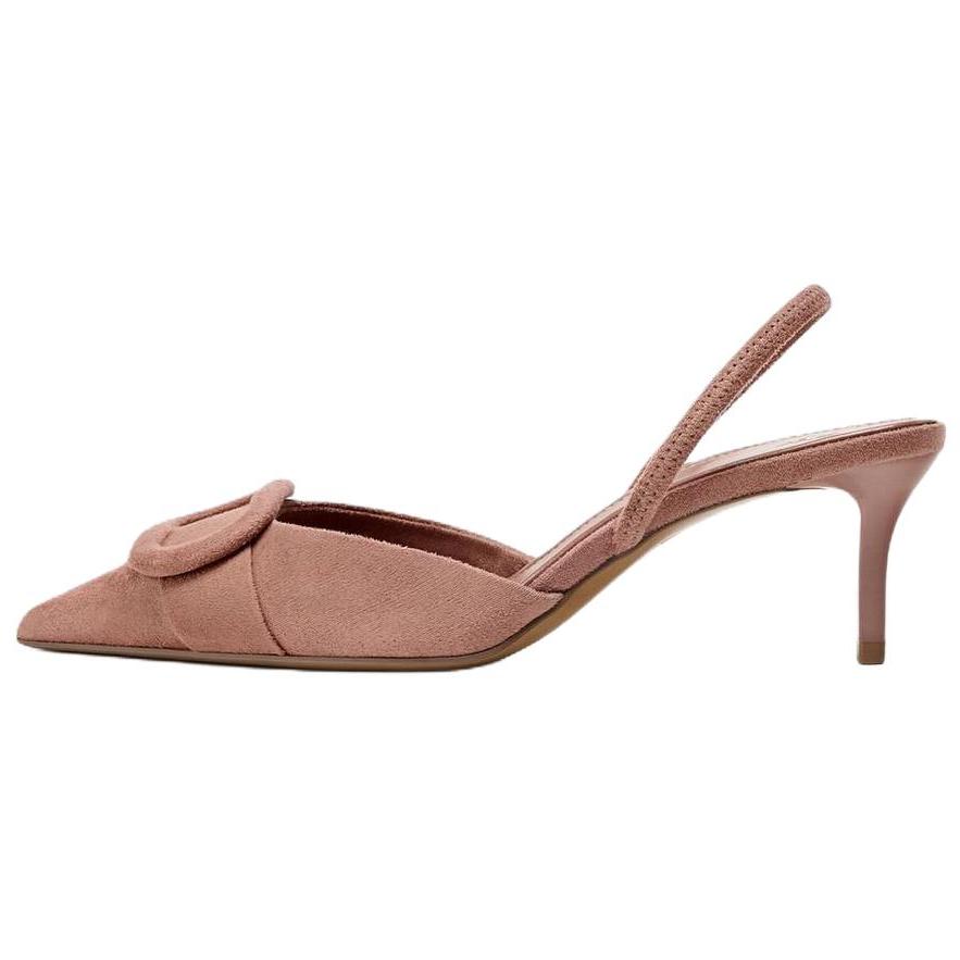 ZARA Suede Bow Detail Slingback Kitten Heels Pink Womens 2218610050 39