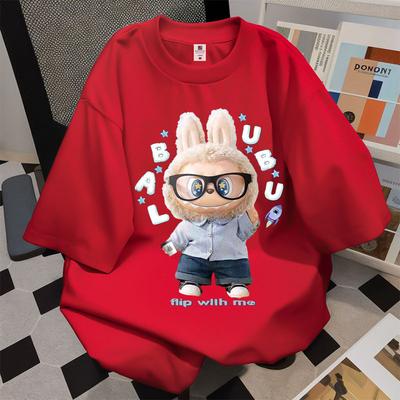 LABUBU Printed Short-sleeved T-shirt Summer Casual Street Wear Unisex