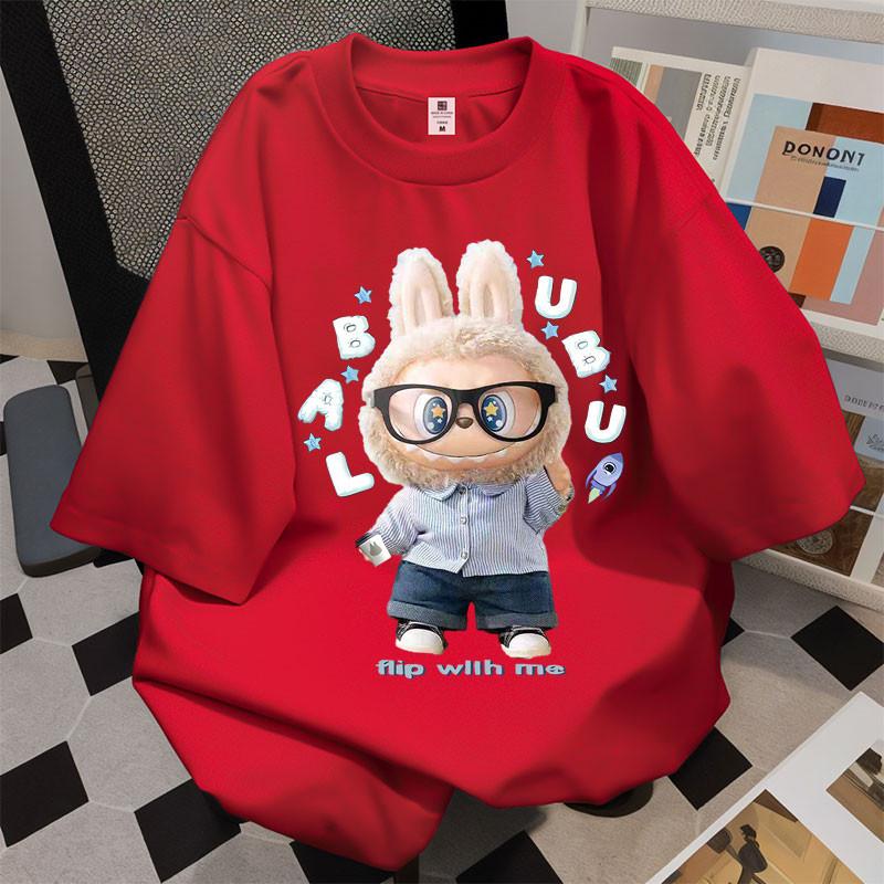 

LABUBU printed short-sleeved T-shirt summer casual street wear unisex S