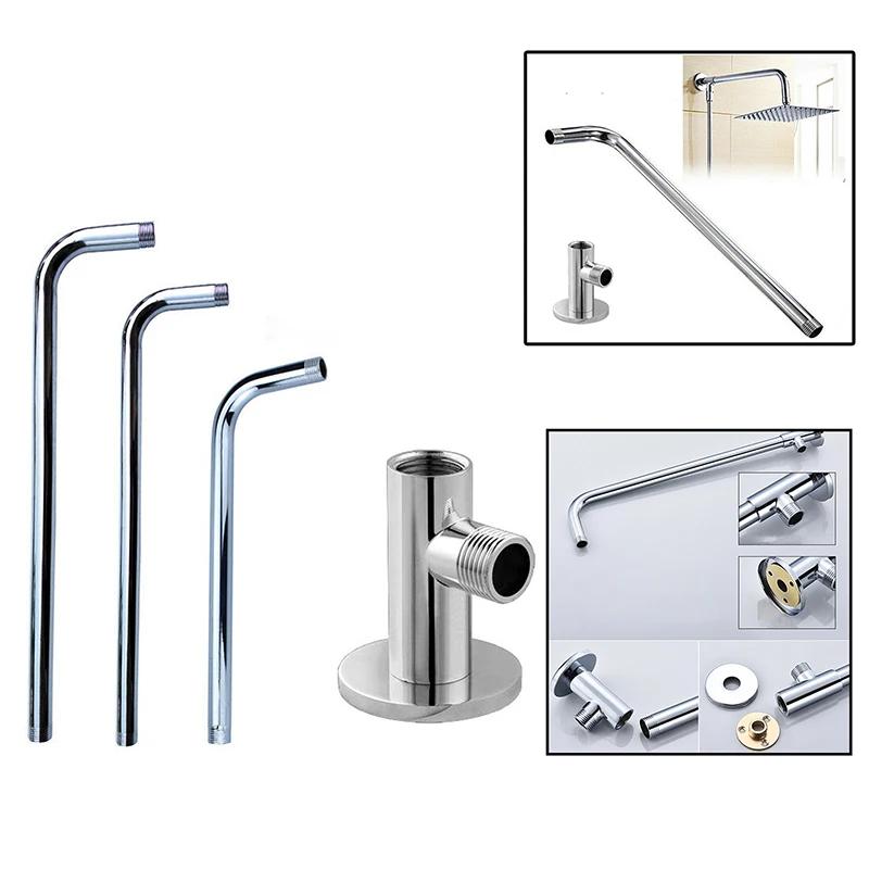 Shower Head Extension Arm Wall Mounted Stainless Steel Rainfall Extend Pipe Tube Shower Holder Base Bathroom Accessories