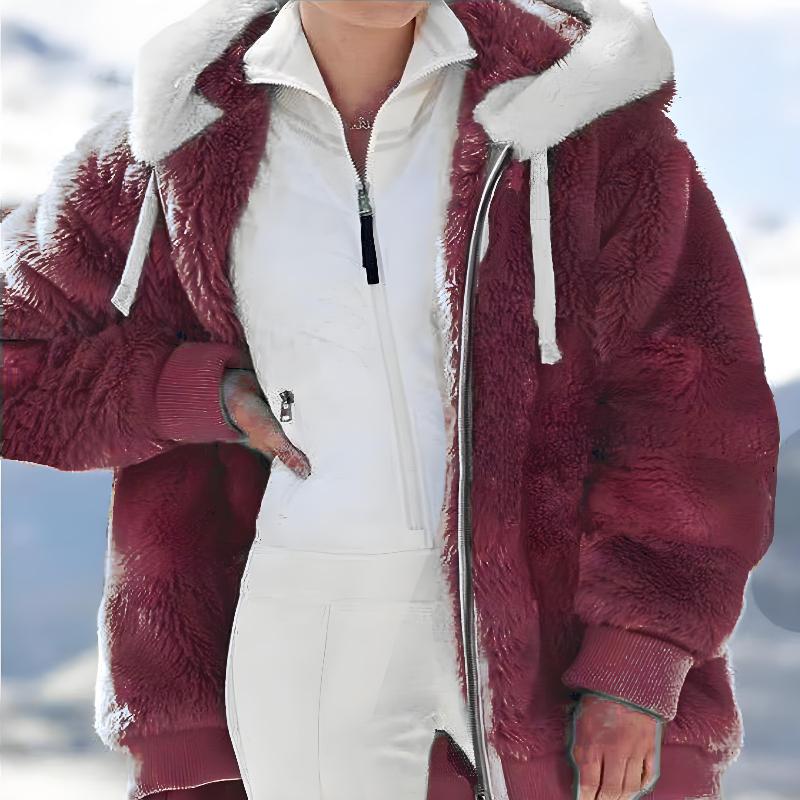 Loose Plush Zipper Hooded Jacket