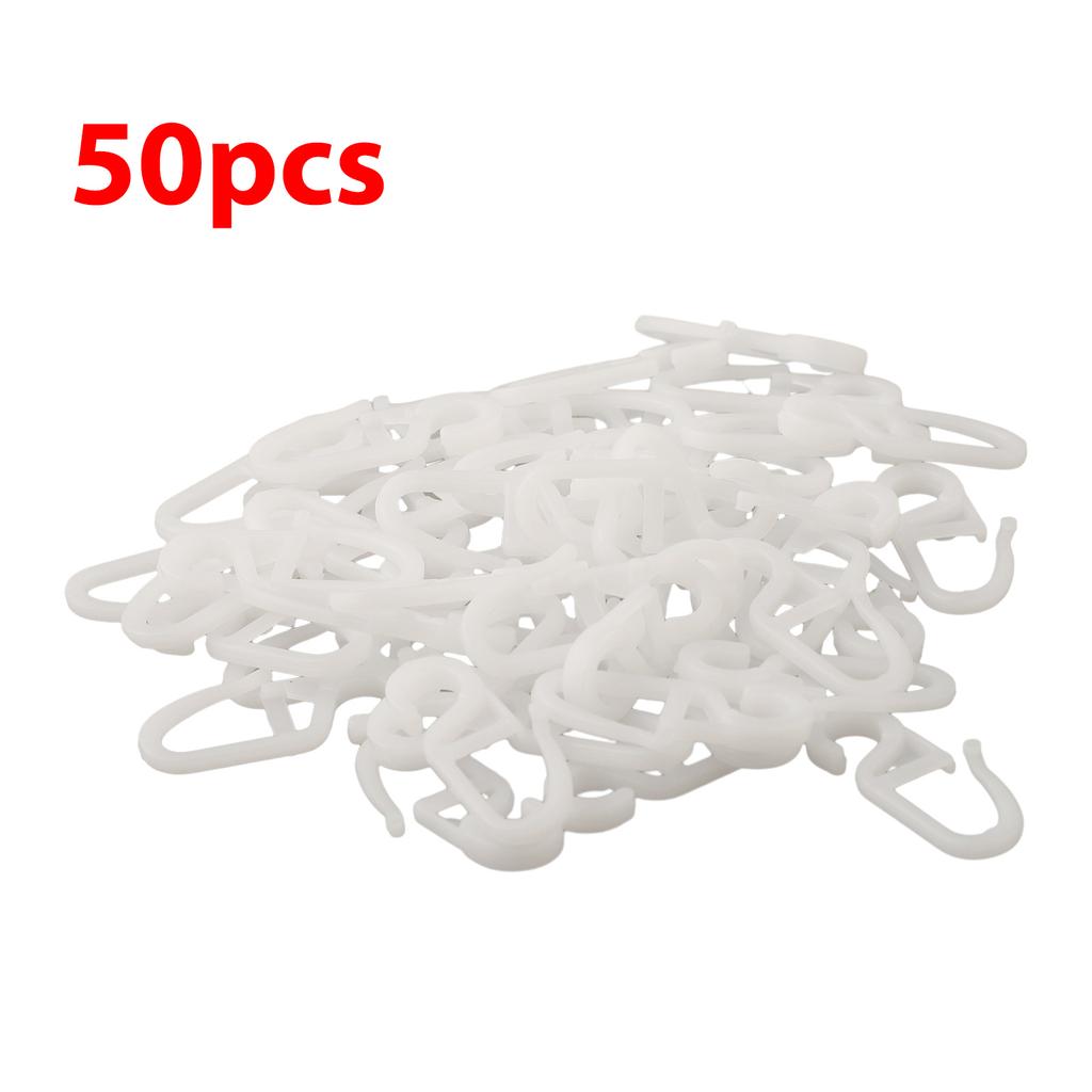 50PCS Curtain Hanging Hooks Ring Window Curtain Hanger Hooks White Plastic Curtain Hook For Car Home Office Curtain