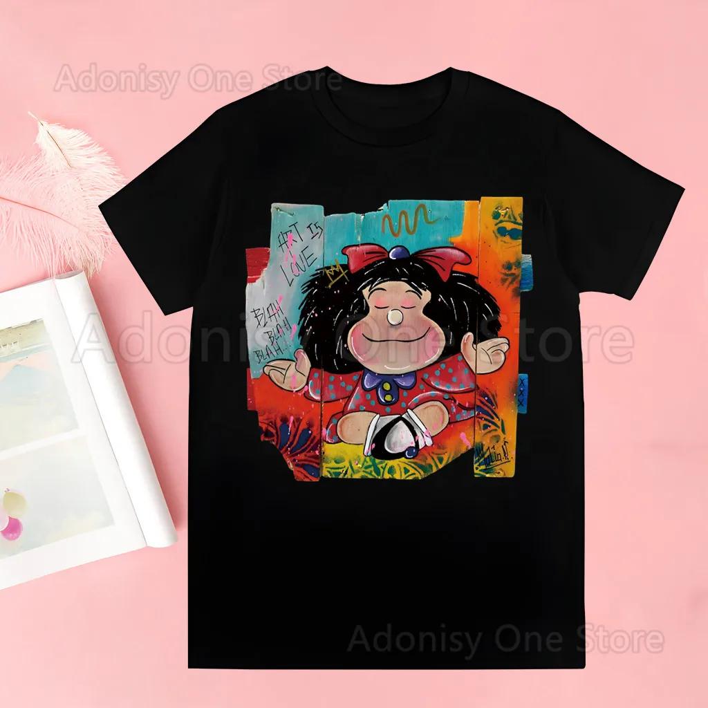 Mafalda Comic Ulzzang Cartoon Kawaii Men Harajuku Tops Summer Tops Graphic Tees Men Kawaii T-shirt Clothes boysT Shirt