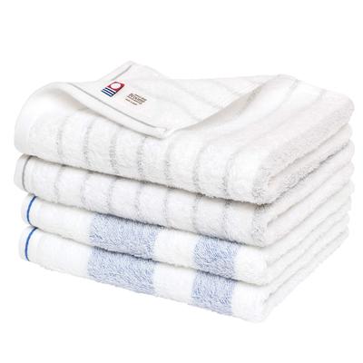 Bloom Imabari Towel Certified Face Set of Natural Quick Room Made in Japan Towel, 4, Kant, Absorberande, Torkande, Mjuk, 100% Bomull, (Blå/Grå)