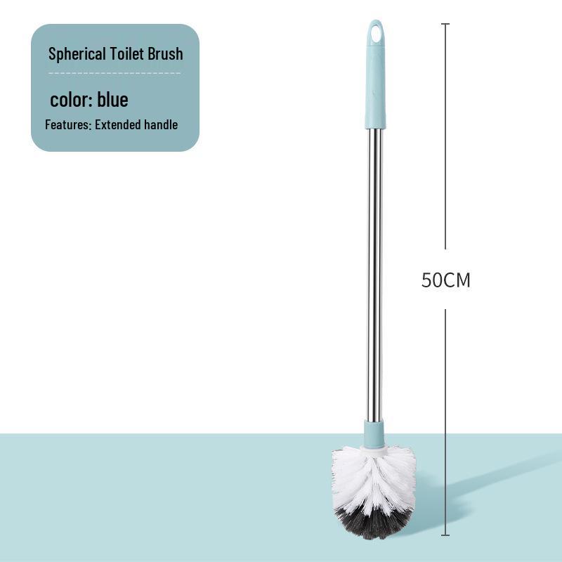 Hanging Round Head Toilet Brush with Stainless Steel Handle and Soft Bristles for Multi-purpose Cleaning