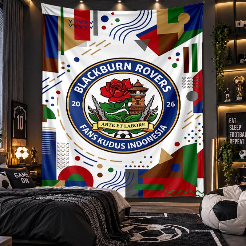 Wall Hanging Tapestry Blackburn Rovers Football Print Cloth for Living Room Bedroom Home Decor