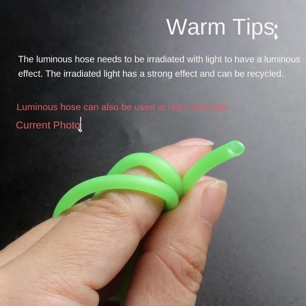 New 0.8/1/1.5/2mm Luminous Fishing Hose Silicone Hook Line Glow Anti Rig Tube Green Fishing Night Luminous Tube Deep Sea Fishing