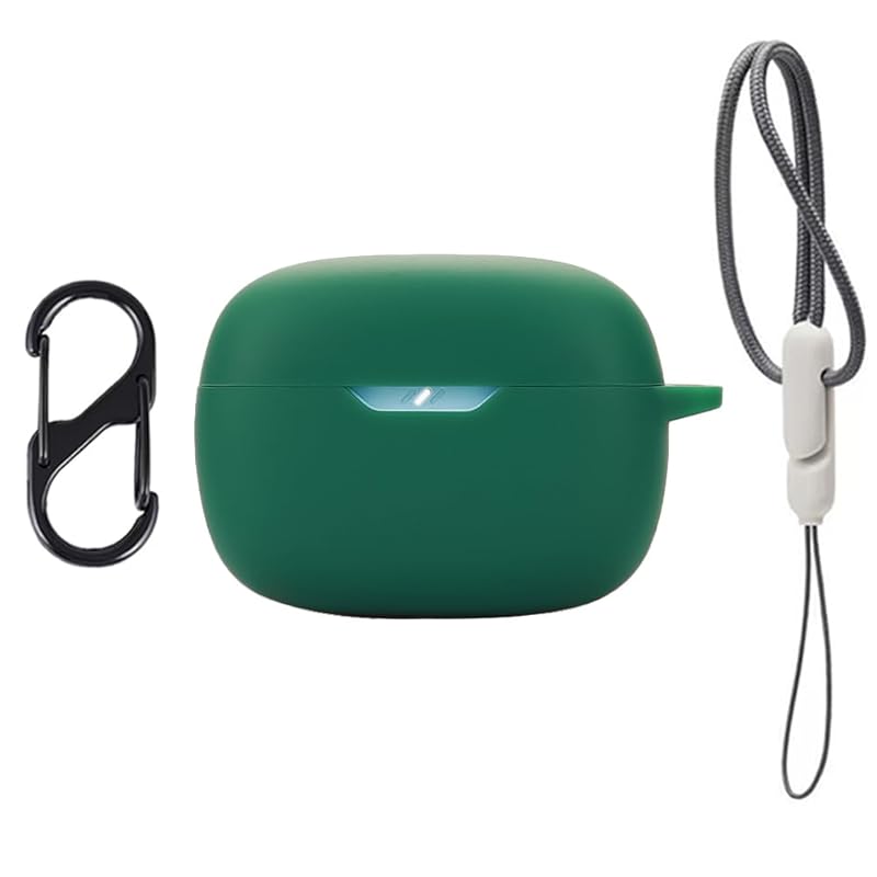 

For JBL WAVE BEAM 2 case Protective cover [SHANCHI] Wireless earphone silicone protective cover (with climbing buckle + strap) Anti-fall,