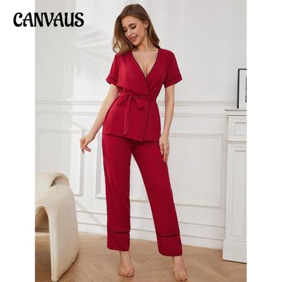 Pajamas for Women Spring and Autumn Cardigan Short-sleeved Sleeping Bathrobe Home Wear Se