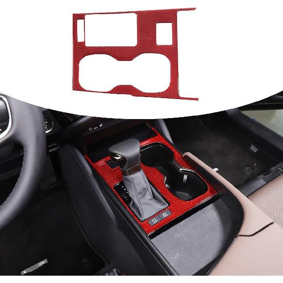 Car Center Console Gear Shift Panel Frame Trim Sticker,Fit for Lexus ES 2021 2022 2023 Model Real Soft Carbon Fiber Automotive Interior Accessories