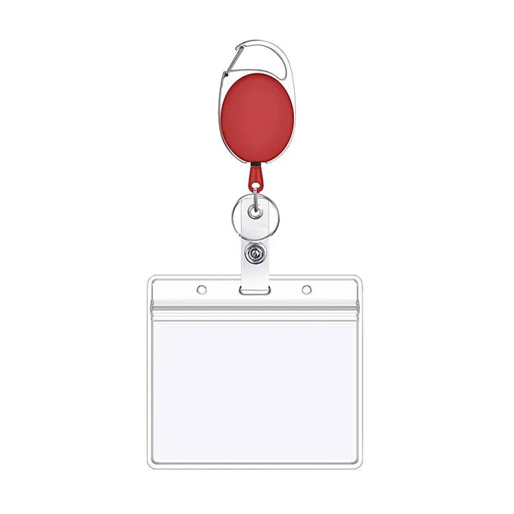 1pc Belt Rope Office Lanyard Clip Keychain Name Tag Holder Keyring Id Card Key Ring Cord Reel Retract Pull KeyChain Badge Holder