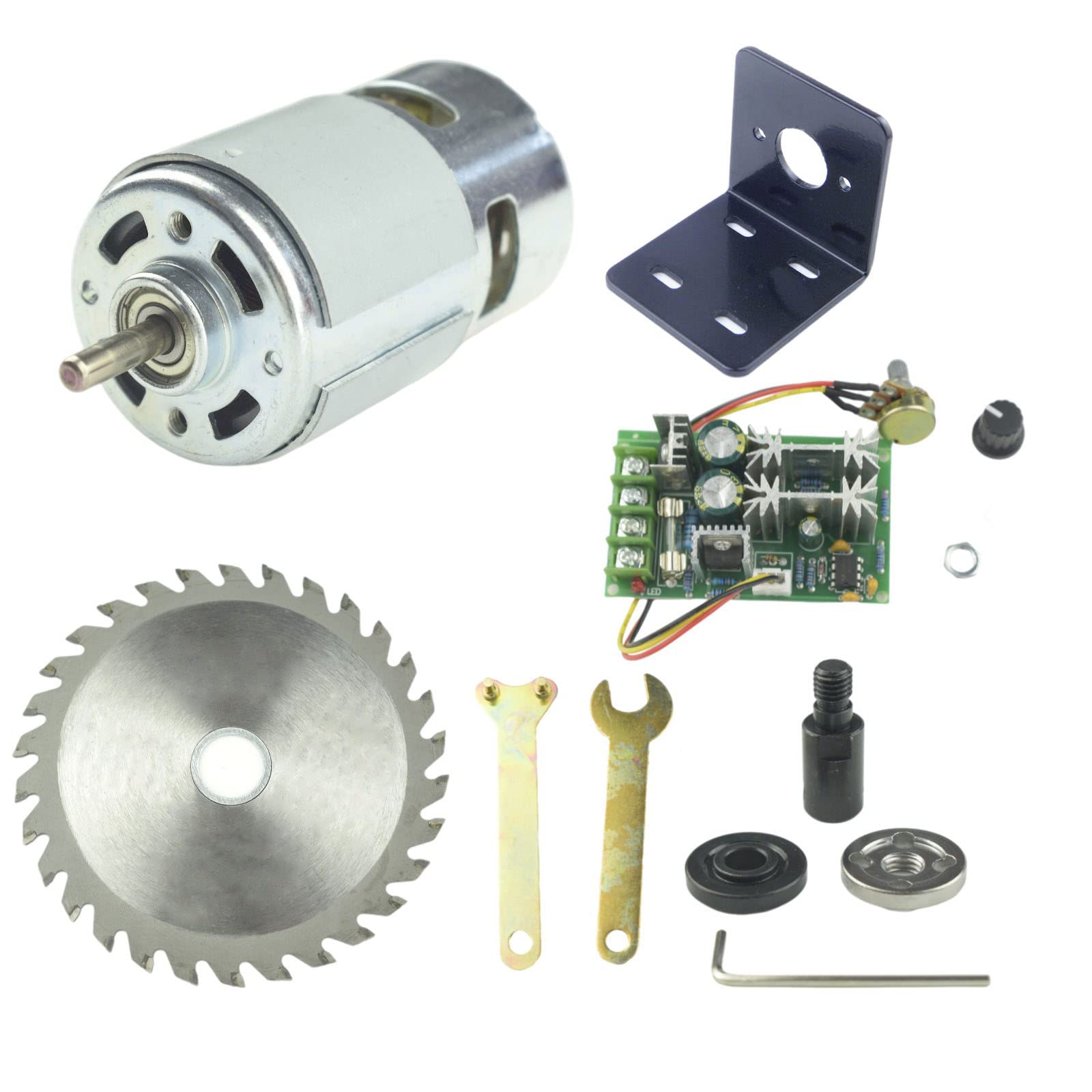 

CONQUERALL 775 Motor 12V 16000RPM High Power DC Motor with Connecting Rod Set Bracket Saw Blade and 20A Speed Controller 8000RPM/24V M10-5