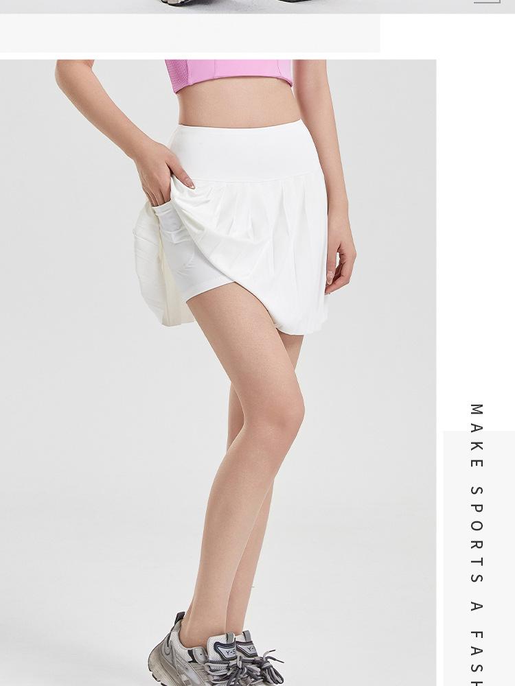 Women's Plus Size Quick-Dry Pleated White Tennis Skirt with Anti-Exposure Shorts