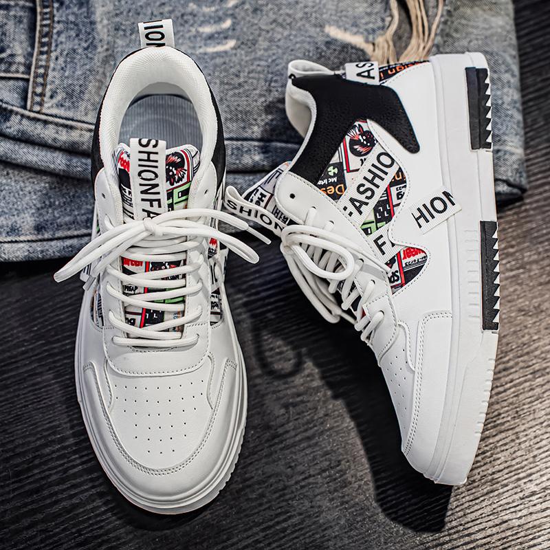 Sneakers Alte da Uomo, Scarpe da Uomo Trendy Color-Block Graffiti, Versatili Scarpe Sportive Casual Stile Street