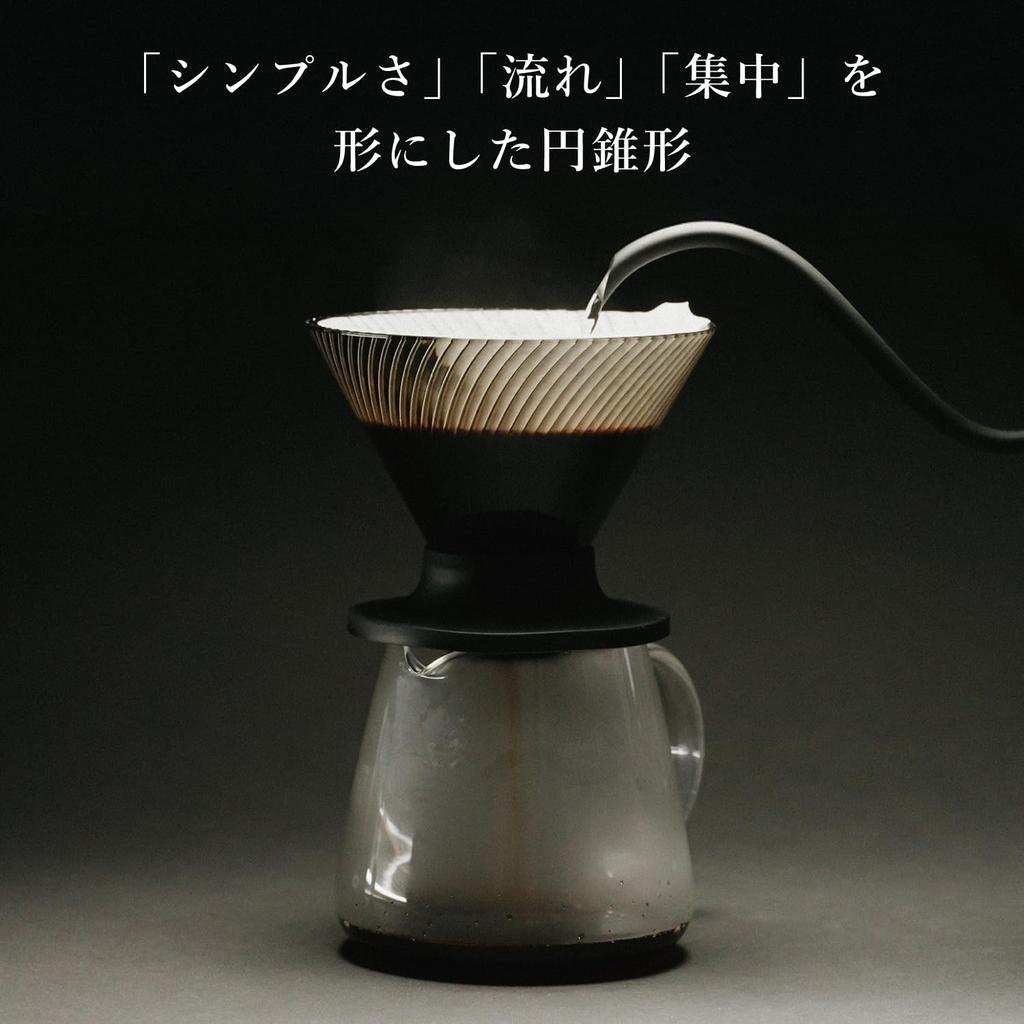 Dripper HARIO V60 NEO Rășină Tritan Coaste Spirale Negru Fabricat în Japonia (1-2 cani) VDN-01-B