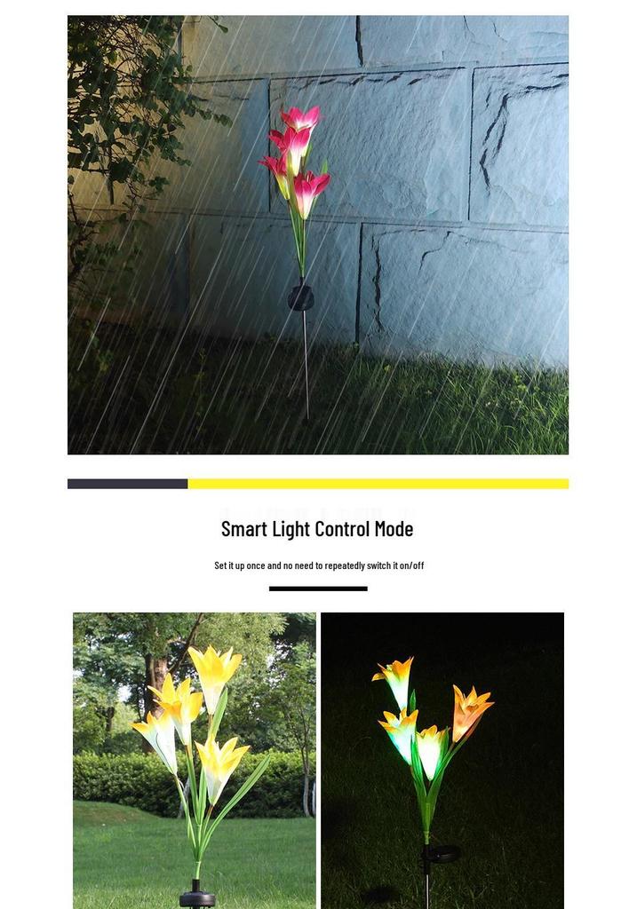 Solar Color-Changing LED Lily Flower Lantern - Outdoor Rainproof Decorative Lawn Light