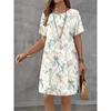 Women Elegant Temperament Dress Summer New Short Sleeved Dress Fashion New Flower Print Casual Retro Mini A-line Dress
