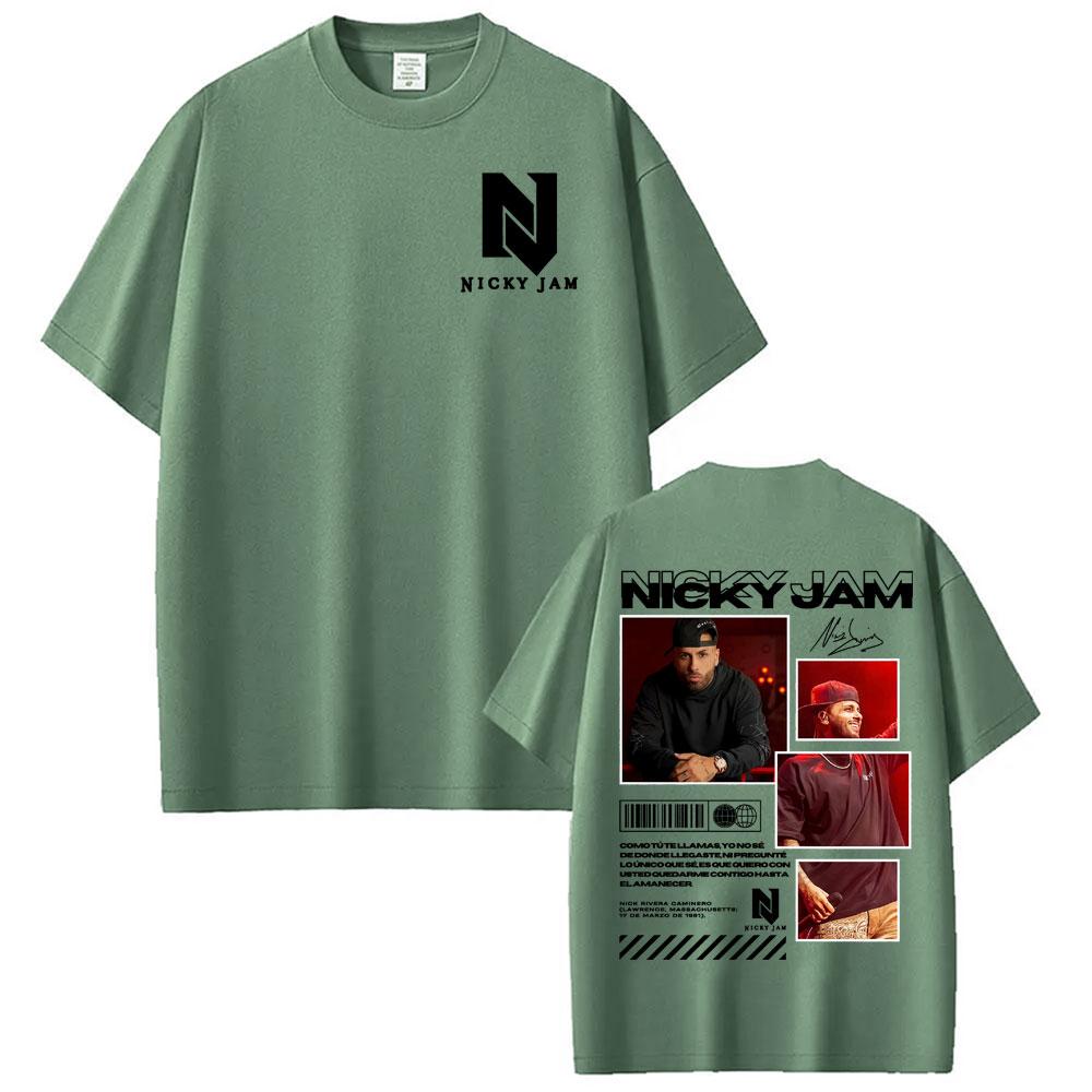 T-shirts Graphiques de Tournée d'Album du Rappeur Nicky Jam Vêtements Unisexe Mode Hip Hop Street T-shirt Coton Confort T-shirts à Manches Courtes