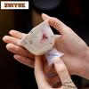 70ml Gradient Purple Hand-painted Butterfly High Foot Teacup Zen Tea Bowl Jug Tea-tasting Meditation Cup Chazhan Master Cups Cha