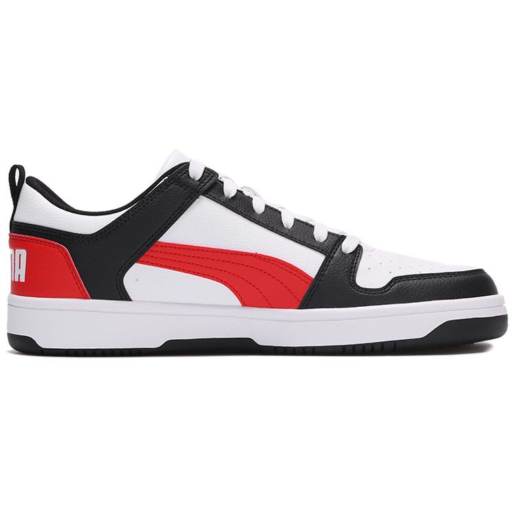 Puma Rebound LayUp Low SL White Poppy Red Unisex Sneakers Black 369866-14