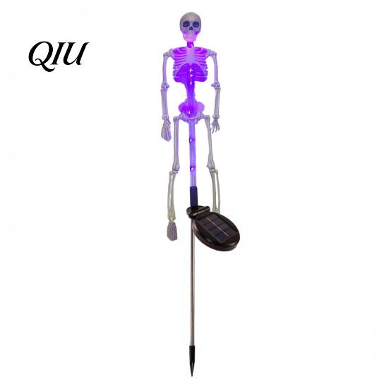 Halloween Trick or Treat Route Lighting 3D Skeleton Solar Garden Lamp, Spooky Human Pathway Waterproof Lawn Stakes for Cemetery Lights, Resin Outdoor