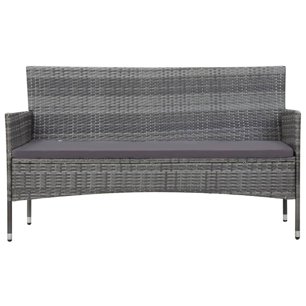 4 Piece Garden Lounge Set with Cushions Poly Rattan Grey