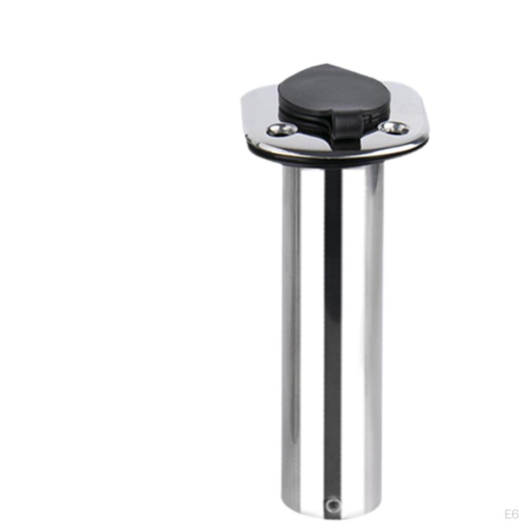 Stainless Steel Fishing Rod Holder, Accessory, Rest, with Drain, Flush-mounted, Lid