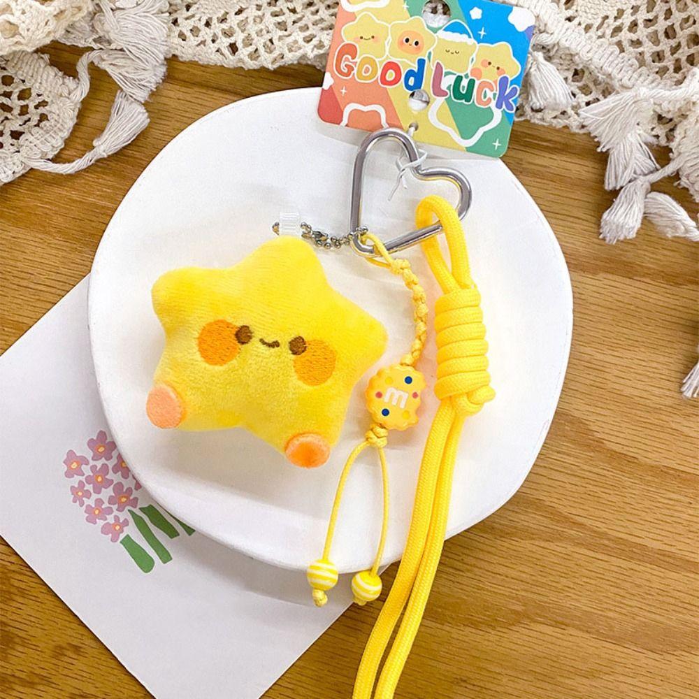 Soft Star Doll Pendant Cartoon Chirping Star Pendant Lovely Plush Star Keychain  Birthday Gift
