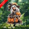 Płaska dekoracja akrylowa 2D czarownicy i kota na zewnątrz, do ogrodu, trawnika, roślin doniczkowych i sztuki krajobrazu, motyw Halloween, odpowiednia na 11 świąt