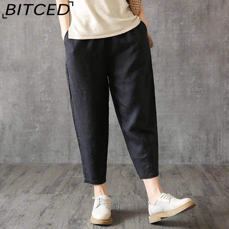 BITCED Plus Size Elastic Waist Harem Pants for Women