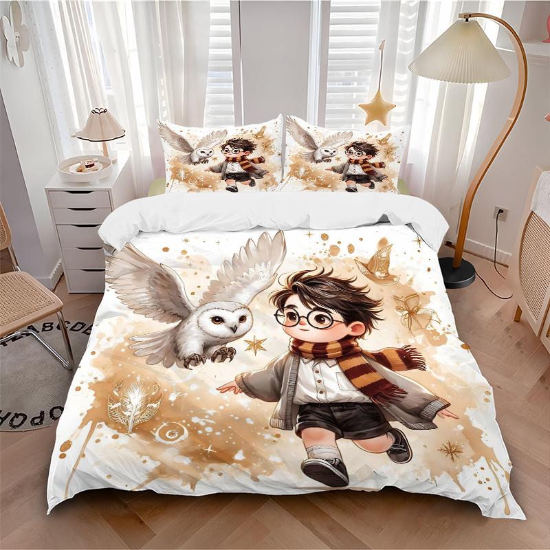 3pcs Lively Harry Potter Bedding Set - Includes Quilt Cover and Pillowcases, Suitable for All Seasons L061