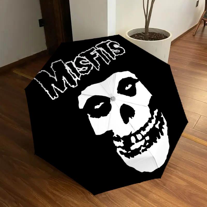 

1pc Misfits, Skull Automatic Umbrella | Portable Foldable 8-Rib Manual Open, Casual Accessory, Durable Canopy yy250905018