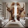 2pcs HD prairie yak decorative curtain Yellow tie digital printed curtain Home decoration style Decoration living room bedroo