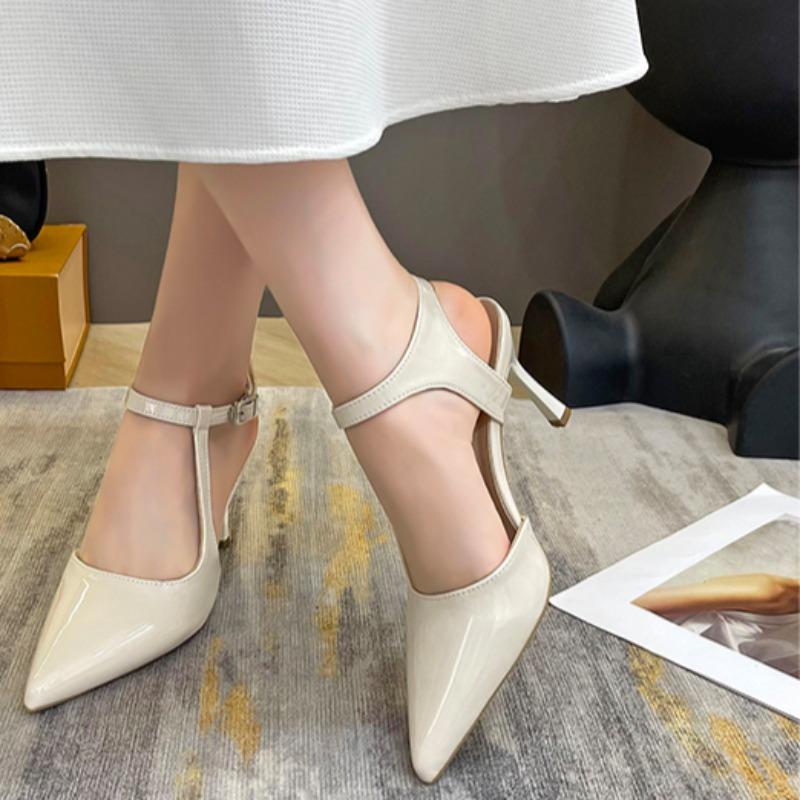 

Fashion Women s Fashion Pointed Shallow Mouth Metal Line with Anti-slip Wear-resistant High-heeled Stiletto Overhead Sandals 40
