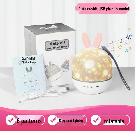 Rabbit Star Projector Light with Bluetooth Music - Birthday Gift for Atmosphere & Starry Sky Illumination 1W