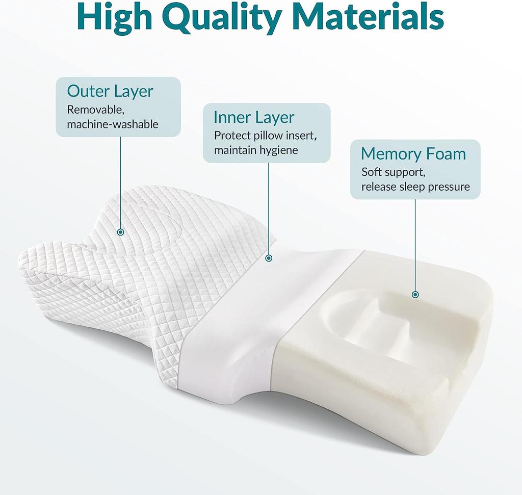 Side Sleeper Pillow for Neck and Shoulder Pain Wrinkle Prevention - Beauty Pillow for Anti Wrinkle & Anti Aging.