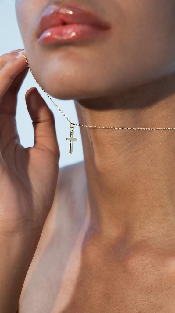 Miabella Italian 925 Sterling Silver or 18K Gold Plated Small Cross Pendant Necklace for Women, 18-inch Chain Included, Made In Italy, 22mm X 12mm,