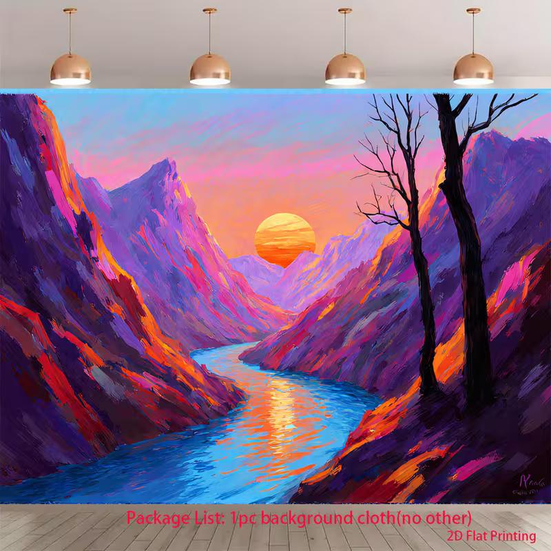 2D Colorful Valley Painting Backdrop for Fine Art, Portrait & Commercial Photography 47.2x31.5inch/120*80cm