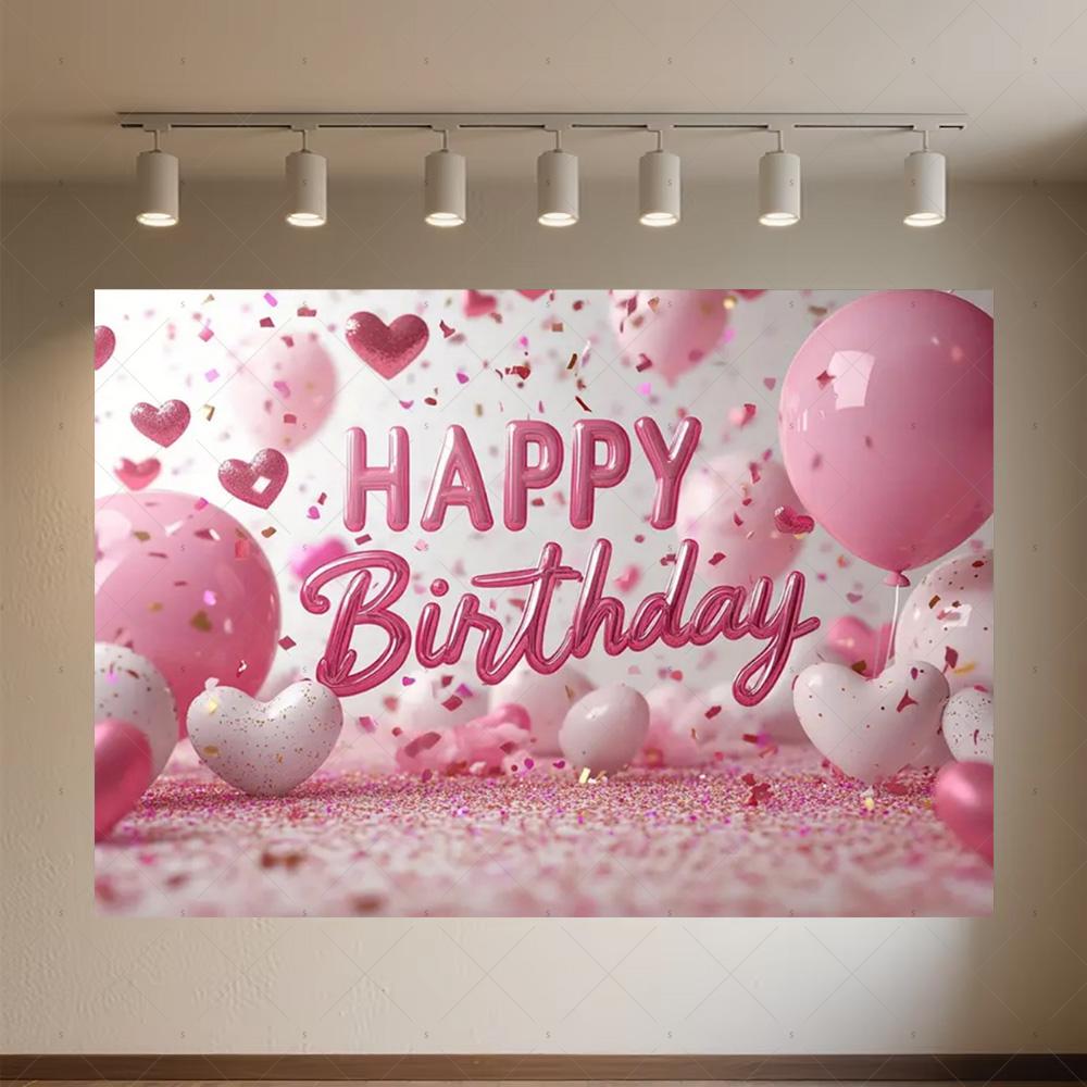 Crown Pink Balloons Background Banner Girls Birthday Party Decorations Flower Photography Backdrop Supplies Photo Shoot Props