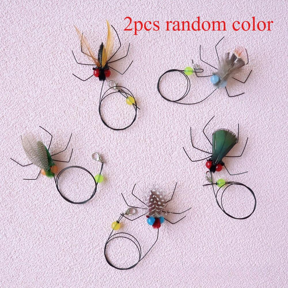 

2pcs random color Simulation Small Flying Insects Replacement Accessories for Cat Teasers Toys Kitten Feather Toys Pet Supplies різнокольоровий